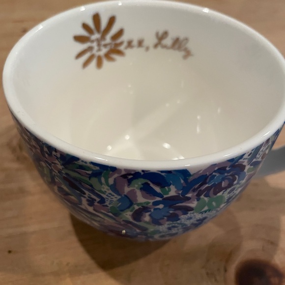 Lilly Pulitzer Blue Green Purple Floral Mug with Gold Handle Accents Colorful OS - Picture 5 of 7